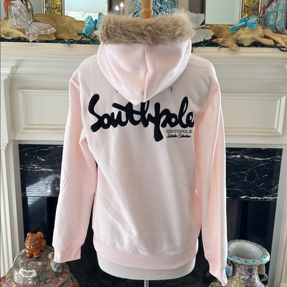 South Pole Pink Graphic Hoodie with Fur Trim - Picture 7 of 9